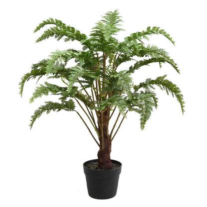 Vickerman 30" Artificial Green Fern in Round Black Pot.