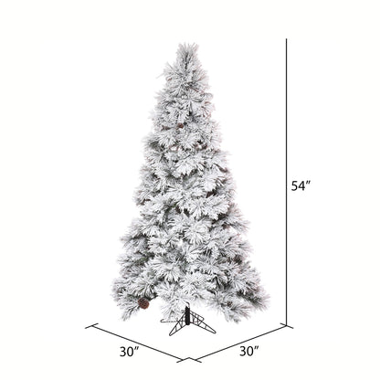 Vickerman 4.5' x 30" Flocked Atka Slim Artificial Christmas Tree Unlit