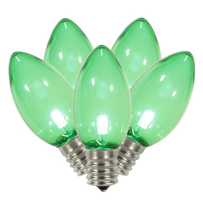 Vickerman C9 Transparent Plastic LED Green Dimmable Bulb bag of 25