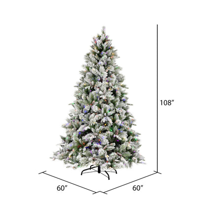 Vickerman 9' x 60" Flocked Ellis Pine Artificial Christmas Tree Multi-colored Dura-Lit® LED Lights