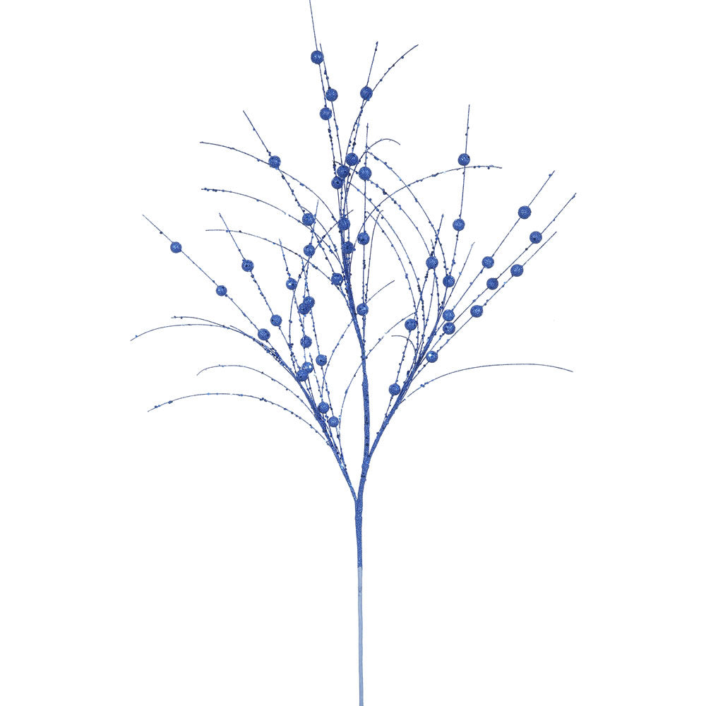 Vickerman 35" Blue Glitter Berry Artificial Christmas Spray. Includes 6 sprays per pack.