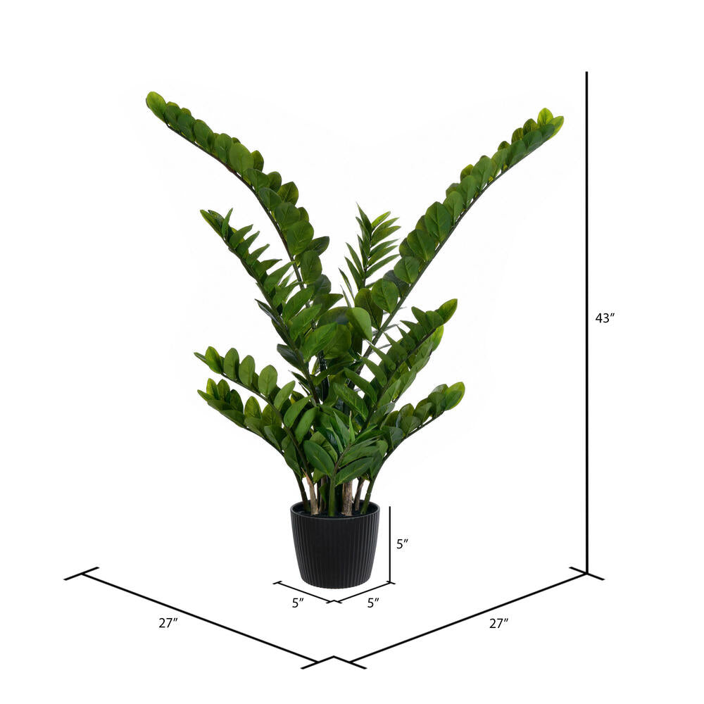 Vickerman 43" Potted Green Zamifolia Artificial Bush.