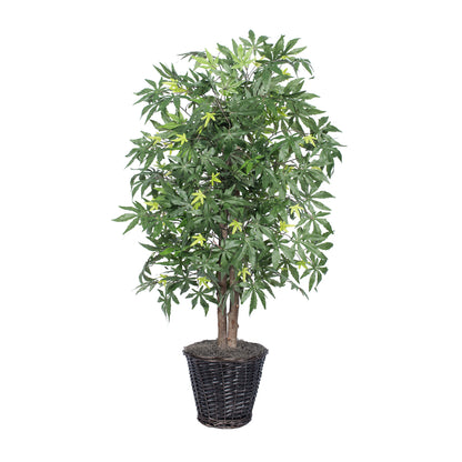 Vickerman 4' Artificial Japanese Maple Bush Rattan Basket.