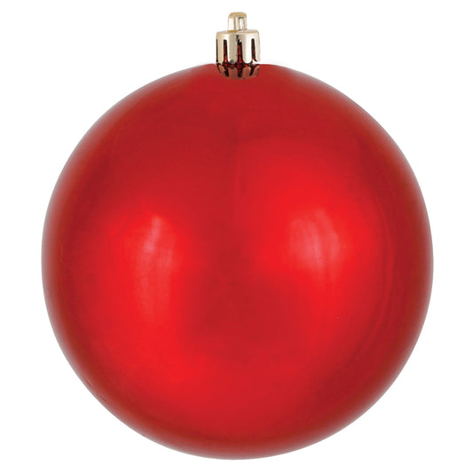 Vickerman 6" Red Shiny Ball Ornament 4 per Bag