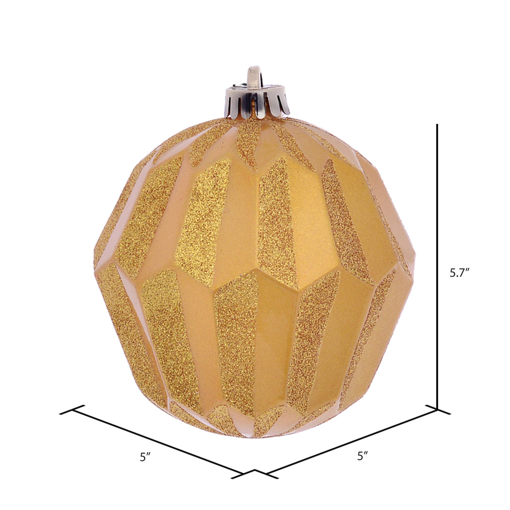 Vickerman 5" Honey Gold Glitter Faceted Ball Ornament 3 per Bag