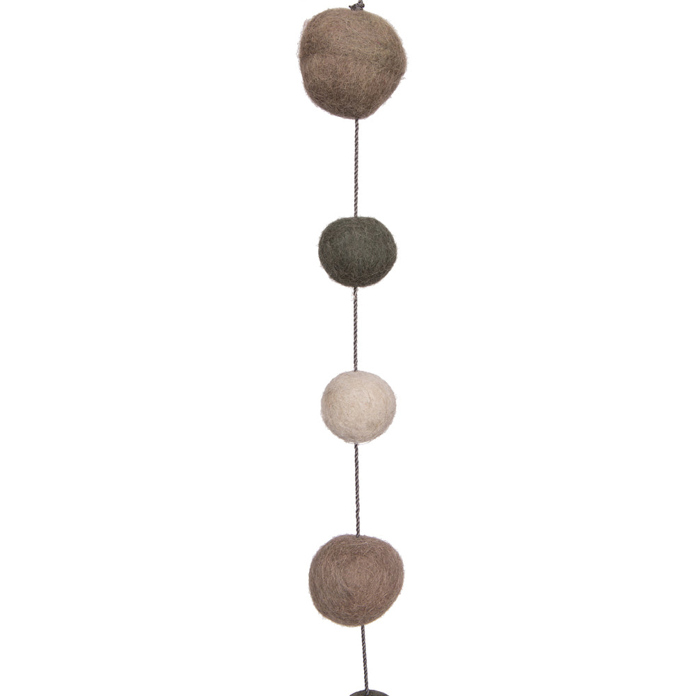 Vickerman 6' Gray and Silver Wool Pom Pom Garland