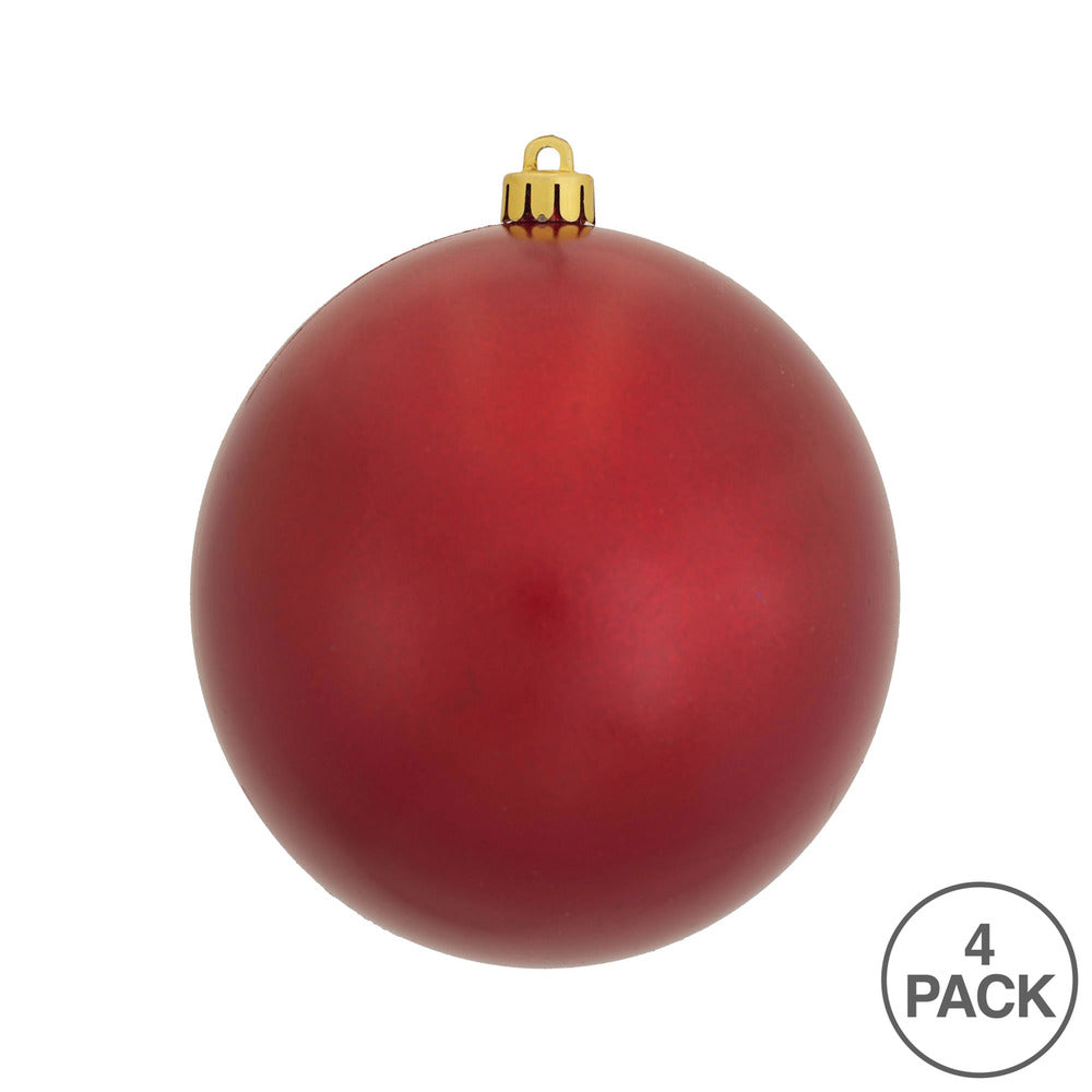 Vickerman 4.75" Red Candy Ball Ornament 4 per Bag