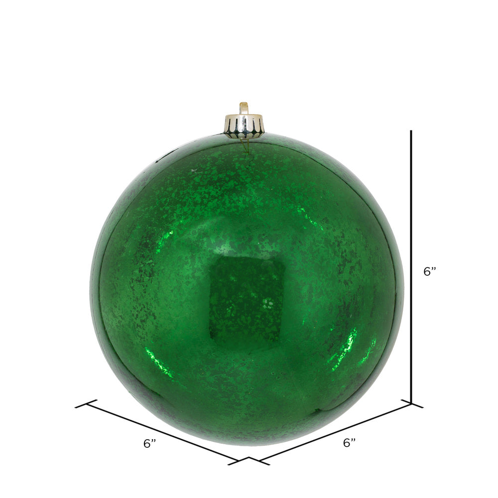 Vickerman 6" Emerald Shiny Mercury Ball Ornament 4 per Bag