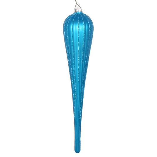 Vickerman 11" Turquoise Matte Glitter Drop Christmas Ornament Set of 3