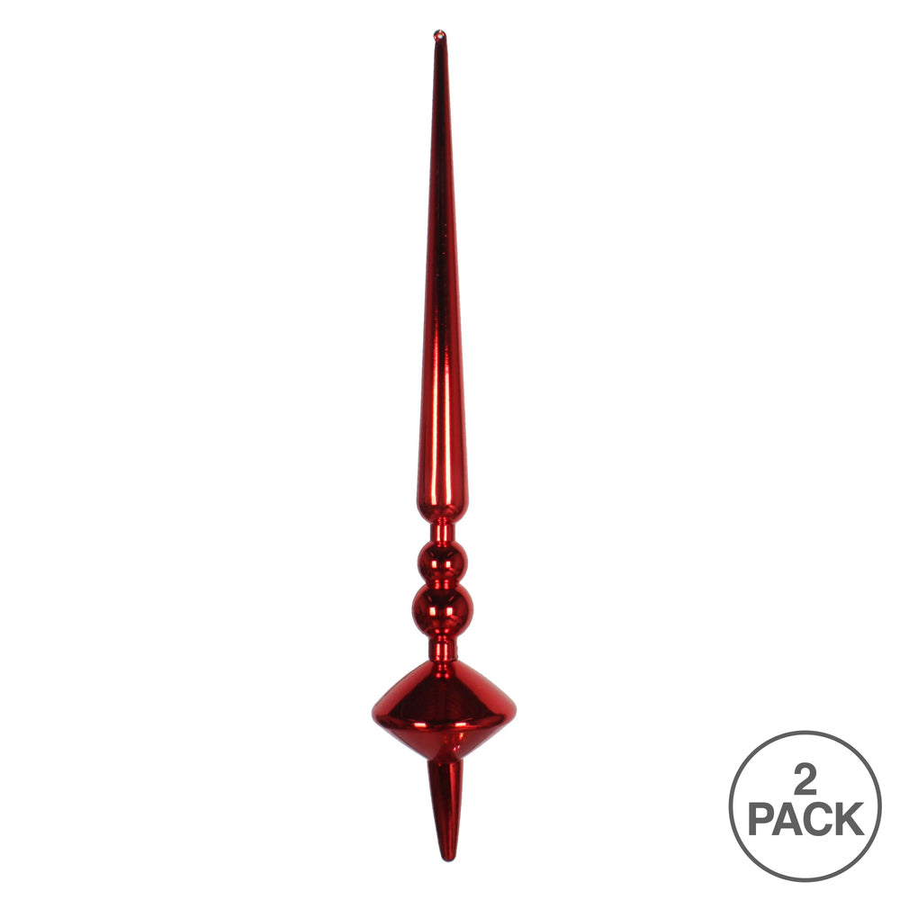 Vickerman 18" Red Shiny Cupola Finial Ornament Pack of 2