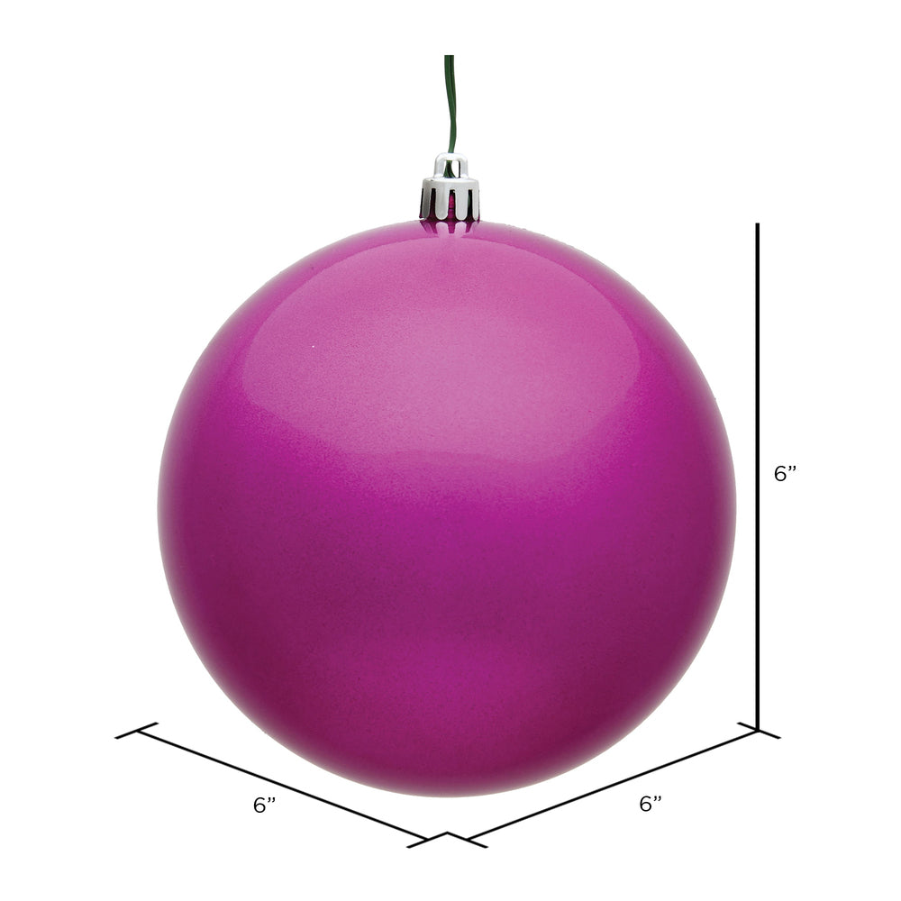 Vickerman 6" Fuchsia Candy Ball Ornament 4 per Bag