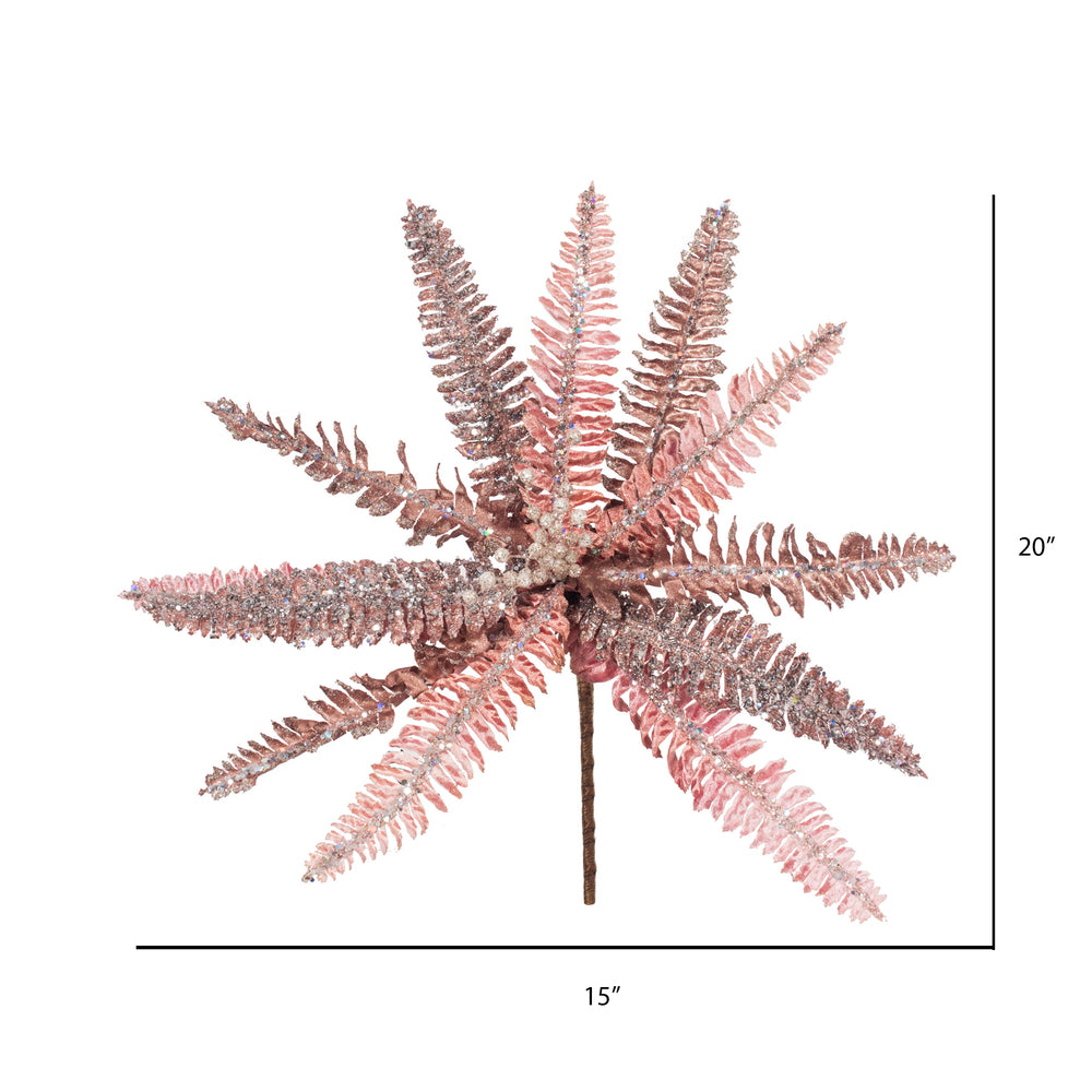 Vickerman 20" Rose Gold Fern Flower Artificial Christmas Spray. Includes 3 sprays per pack.