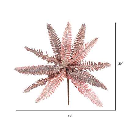 Vickerman 20" Rose Gold Fern Flower Artificial Christmas Spray. Includes 3 sprays per pack.
