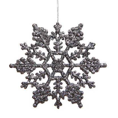 Vickerman 8" Pewter Glitter Snowflake Christmas Ornament 12 per Box