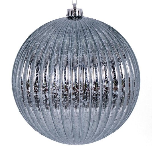 Vickerman 8" Pewter Shiny Lined Mercury Ball Ornament.