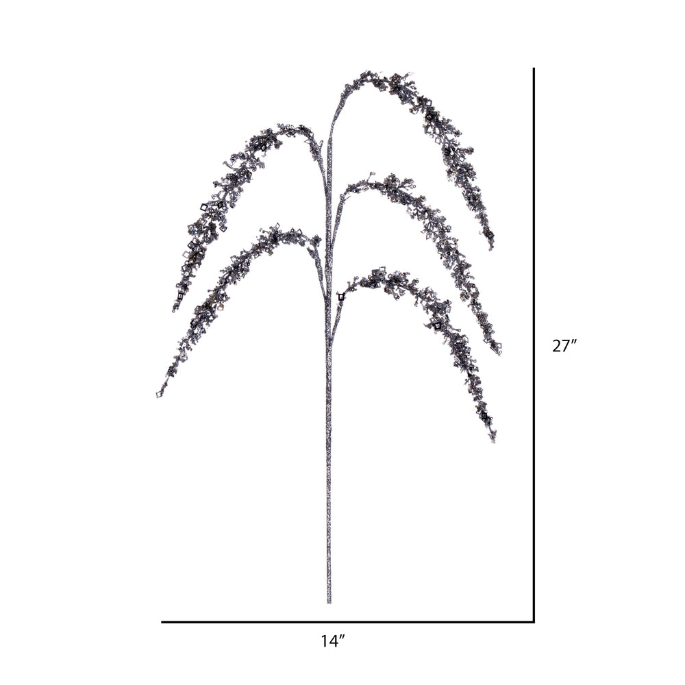 Vickerman 27" Artificial Silver Glitter Setaria Christmas Spray 3 sprays per pack.