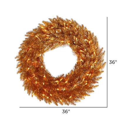 Vickerman 36" Copper Artificial Christmas Wreath Warm White Dura-Lit LED lights.