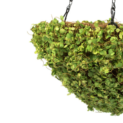 Vickerman 12'' Artificial Green Mini Leaves Hanging Basket.