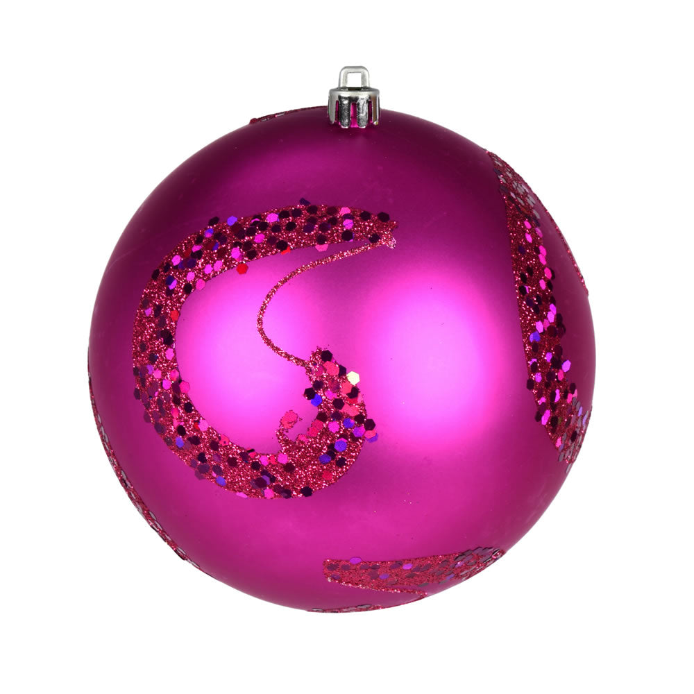Vickerman 4" Fuchsia Matte Sequin Swirl Ornament 6 per Bag