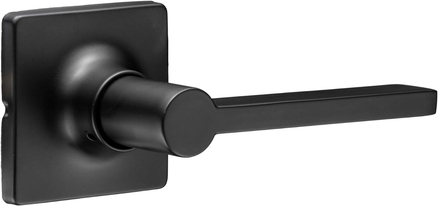 Diodesy Norwood Dummy Door Handle, Single Sided Lever for Closets, French Double Doors, and Pantry, Matte Black Non-Turning Reversible Interior Push/Pull Lever, Square Shape Door Knob