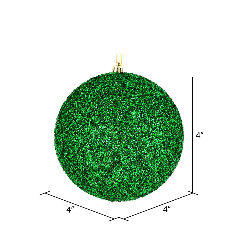 Vickerman 4" Green Beaded Ball Ornament 6 per Bag