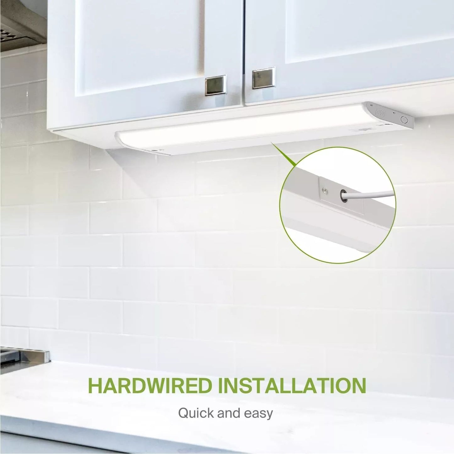 ASD Lighting LED Under Cabinet Bullnose 32" 16W 120V Dimmable CCT Selectable 3000/4000/5000K Hardwired, On/Off Switch, White ETL Energy Star