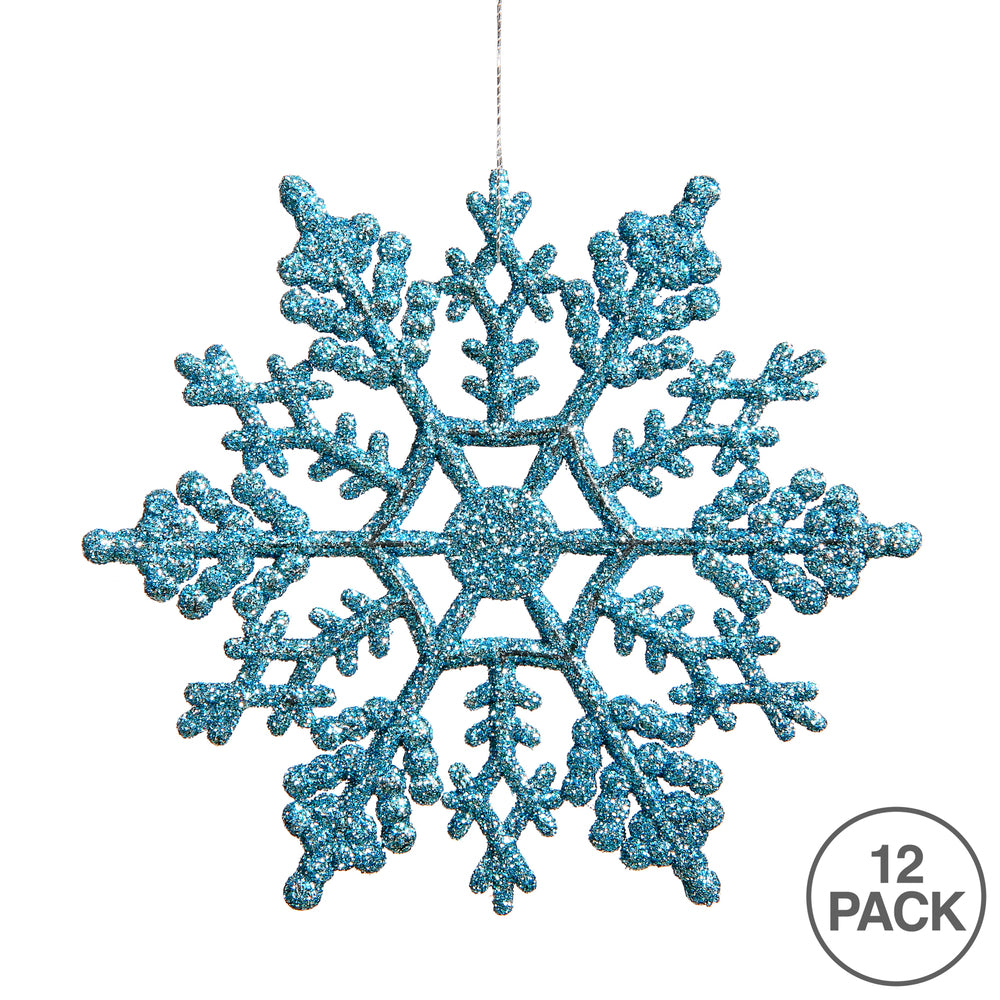 Vickerman 6.25" Turquoise Glitter Snowflake Christmas Ornament 12 per Box