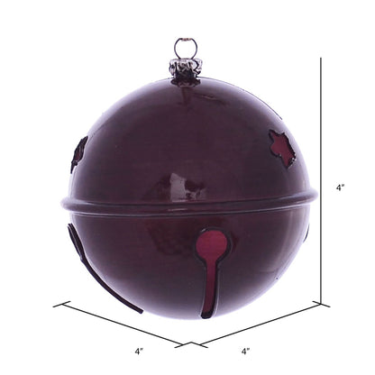 Vickerman 4" Burgundy Wood Grain Bell Christmas Ornament 6 per Bag