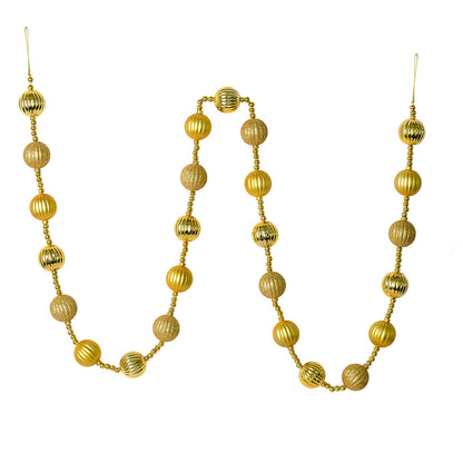 Vickerman 6' Gold Stripe Ball Ornament Christmas Garland
