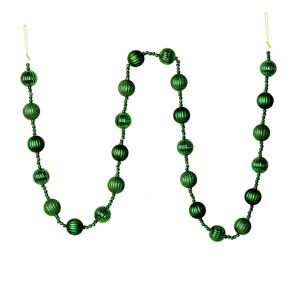 Vickerman 6' Emerald Stripe Ball Ornament Christmas Garland