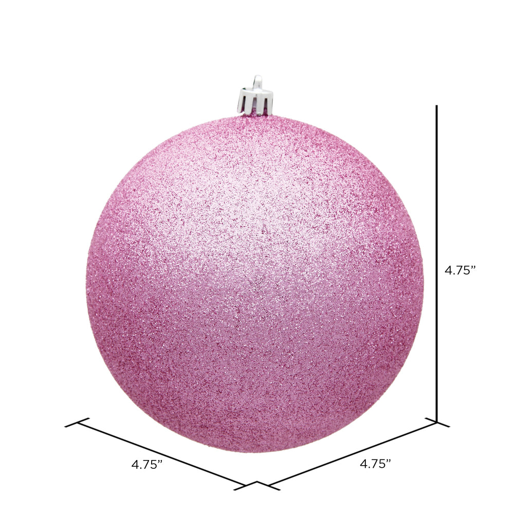 Vickerman 4.75" Pink Glitter Ball Ornament 4 per Bag