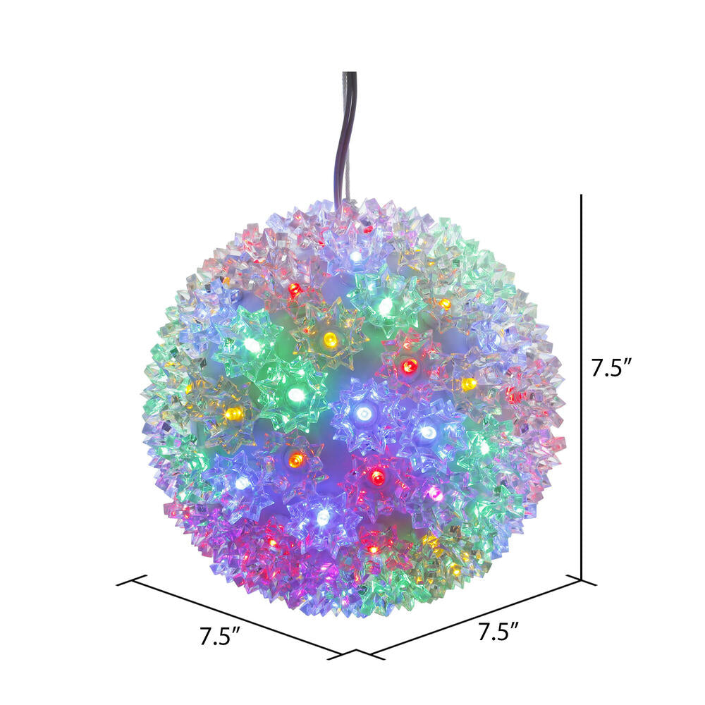 Vickerman 7.5" Starlight Sphere Christmas Ornament with 100 Multi-Colored Wide Angle LED Lights