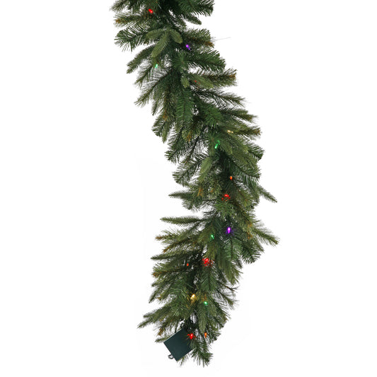 Vickerman 9' Cashmere Artificial Christmas Garland Multi-Colored Dura-lit LED Lights