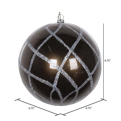 Vickerman 4.75" Pewter Candy Finish Net Ball Ornament with Glitter Accents 3 per Bag