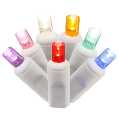 Vickerman 100 Multi-Colored Wide Angle LED Light on White Wire 50' Light Strand.