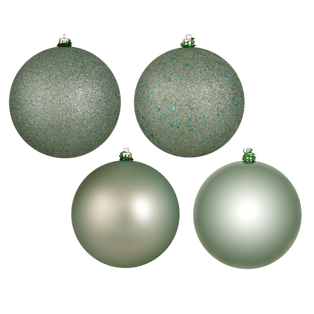 Vickerman 6" Frosty Mint 4-Finish Ball Ornament Assortment 4 per Box