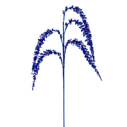 Vickerman 27" Artificial Blue Glitter Setaria Christmas Spray 3 sprays per pack.