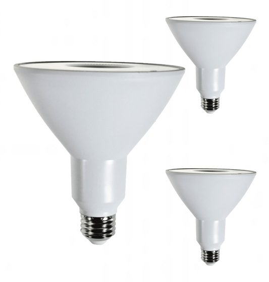Damar PAR38 LED Flood Light Bulb 12.5W E26 Medium Base 6500K Daylight Ideal for Track & Recessed Spot Light Bulbs 120V 1200 Lumens 40° Beam Spread White Finish Pack of 3