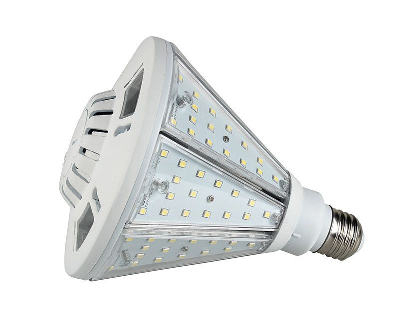 Westgate LED Post-Top Corn Lamp, 120~277V, Reversible Mogul Base, E39 Base, Industrial Lighting, 40W, 5200 Lumens, 5000K, White Finish