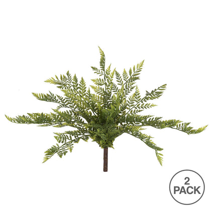 Vickerman 17" Artificial Green Rabbit Foot Fern Bush Pack of 2