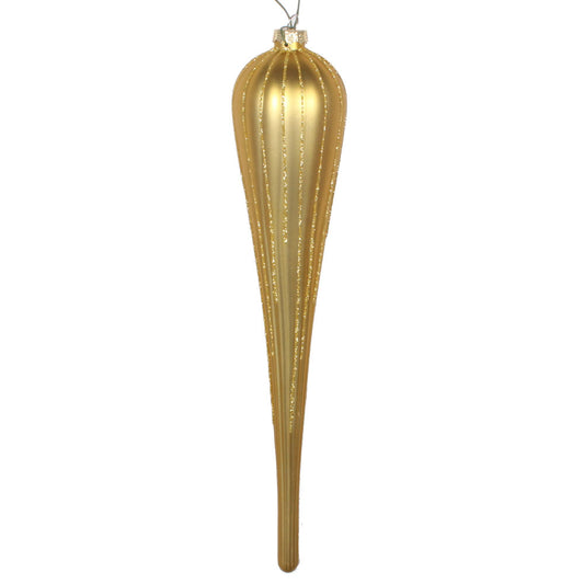 Vickerman 11" Gold Matte Glitter Drop Christmas Ornament Set of 3
