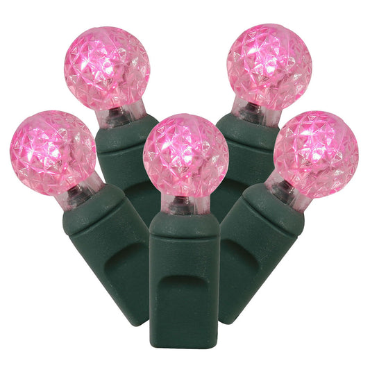 Vickerman 50 Pink G12 LED Light on Green Wire 25' Christmas Single Mold Light Strand