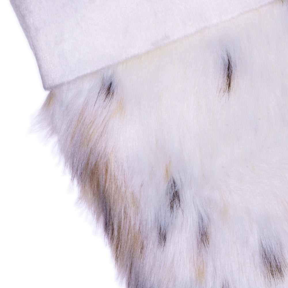 Vickerman 20" x 8" Snow Lynx Faux Fur Stocking