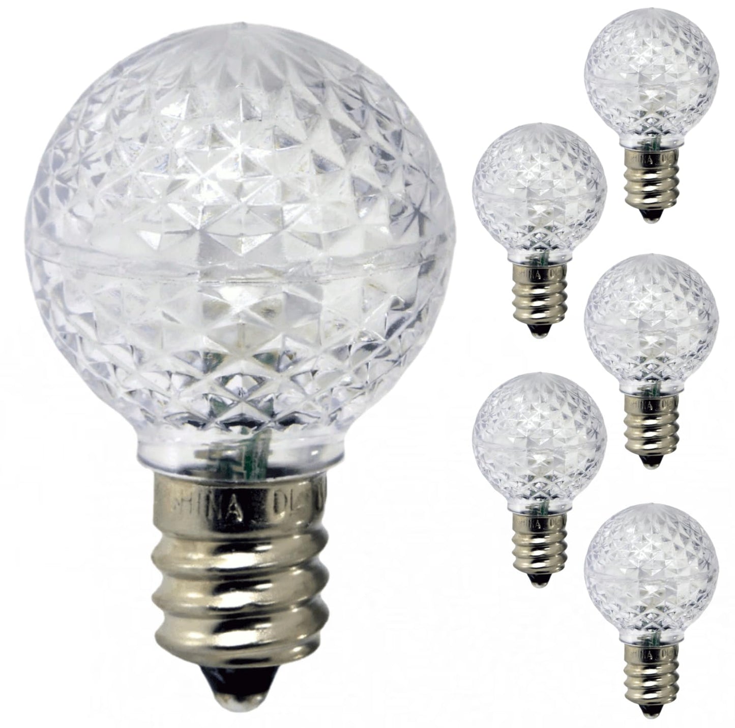 Damar- G9 LED Bulb Twinkle Faceted Crystal Daylight 6500K 0.6W-0.96W E12 Candelabra Base 100-130V Pack of 6- Small Home Lighting for Chandelier Wall Sconce Pendant Bathroom Vanity