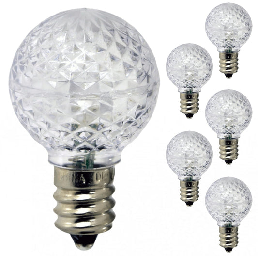Damar- G9 LED Bulb Twinkle Faceted Crystal Daylight 6500K 0.6W-0.96W E12 Candelabra Base 100-130V Pack of 6- Small Home Lighting for Chandelier Wall Sconce Pendant Bathroom Vanity