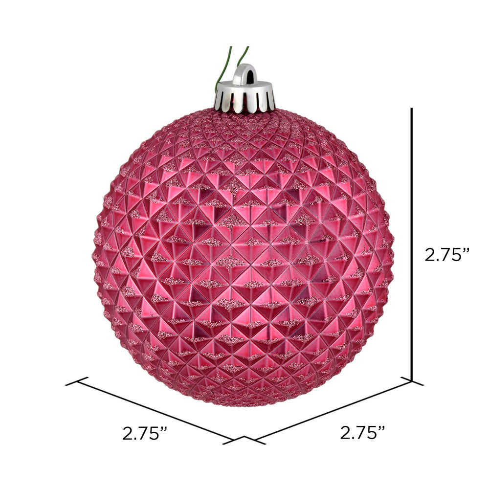 Vickerman 2.75" Mauve Durian Glitter Ball Ornament 12 per Bag