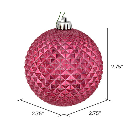 Vickerman 2.75" Mauve Durian Glitter Ball Ornament 12 per Bag