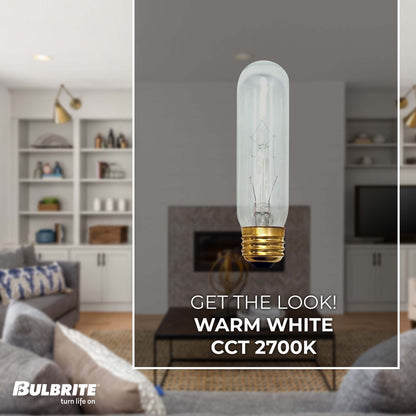 BULBRITE INCANDESCENT T10 MEDIUM SCREW (E26) 60W DIMMABLE LIGHT BULB 2700K/WARM WHITE 25PK (704160)