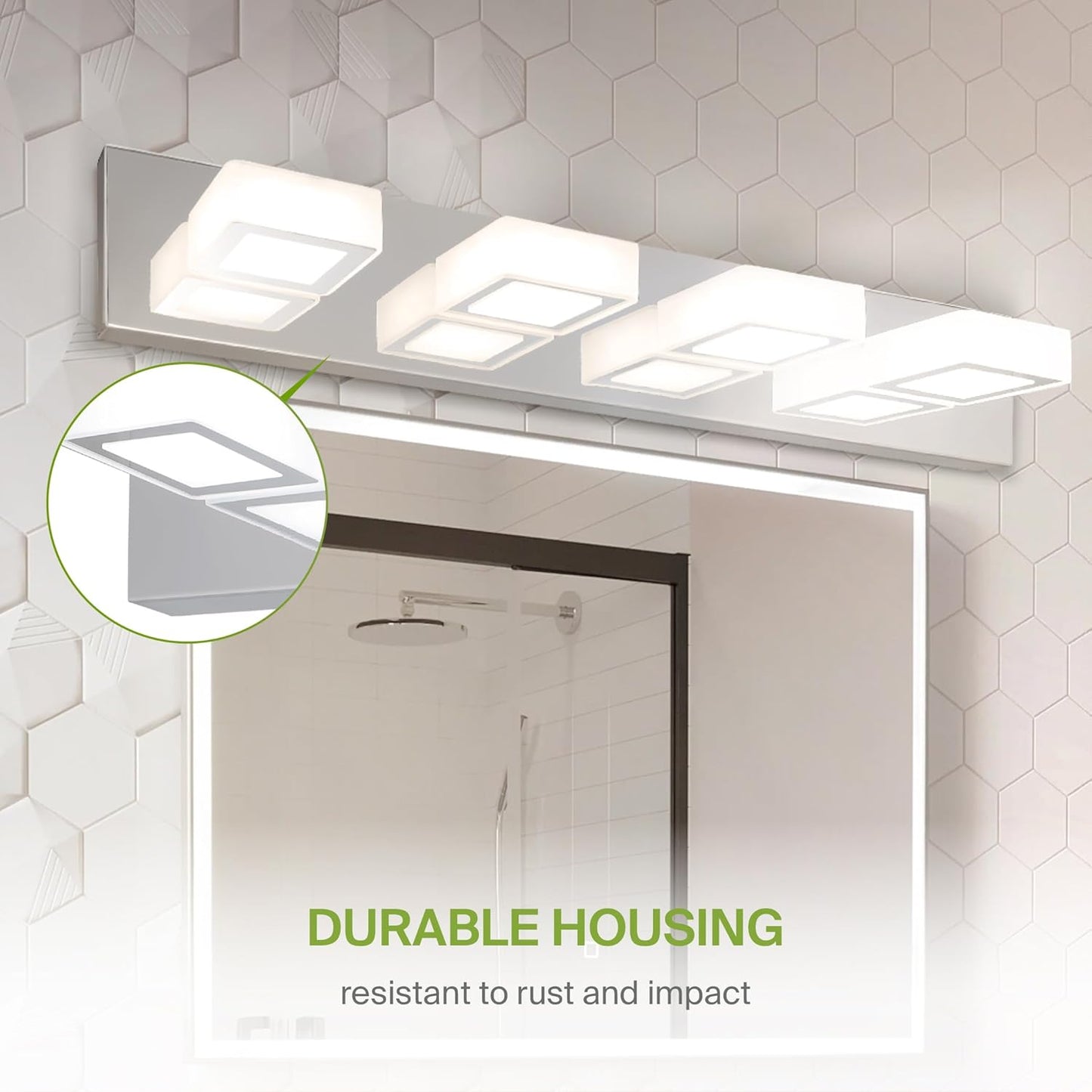 ASD Lighting LED Vanity 4-light 23W 120V with rotatable heads CCT Selectable 2700/3000/4000/5000/6000K Dimmable Chrome ETL