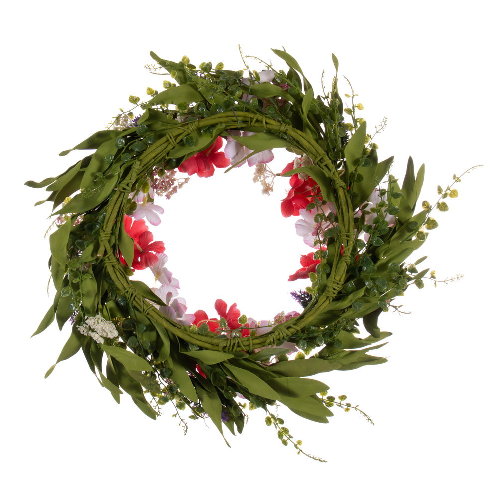 Vickerman 22" Artificial Light Pink and Coral Mixed Floral Wreath
